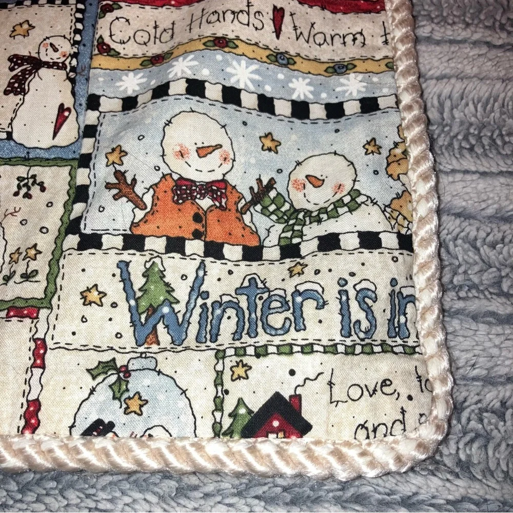 Autumn Harvest & Winter Snowman Double Side Throw Blanket 42x44 inches‎